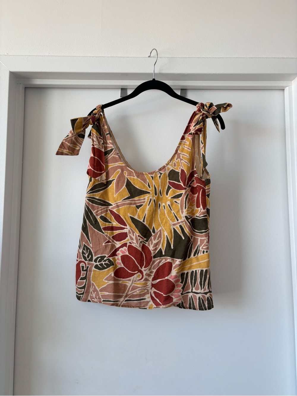 Sezane Tie-Shoulder Floral Tank Top